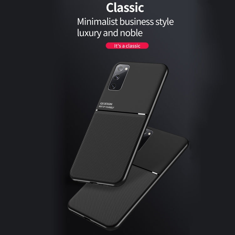 For Samsung Galaxy S20 FE Classic Tilt Strip Grain Magnetic Shockproof PC + TPU Case