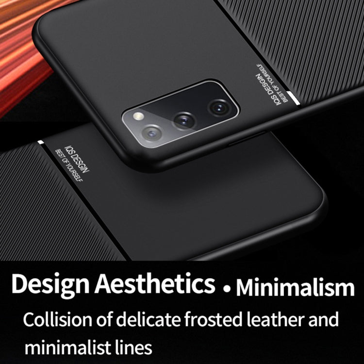 For Samsung Galaxy S20 FE Classic Tilt Strip Grain Magnetic Shockproof PC + TPU Case