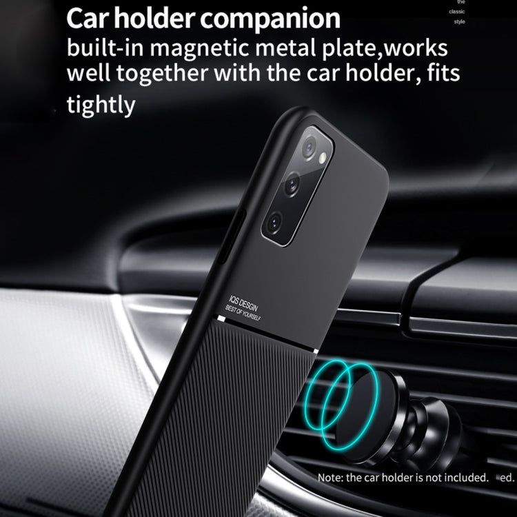 For Samsung Galaxy S20 FE Classic Tilt Strip Grain Magnetic Shockproof PC + TPU Case