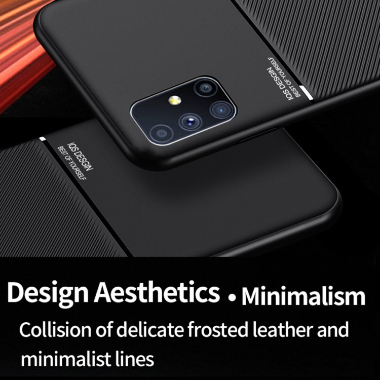 For Samsung Galaxy M51 Classic Tilt Strip Grain Magnetic Shockproof PC + TPU Case