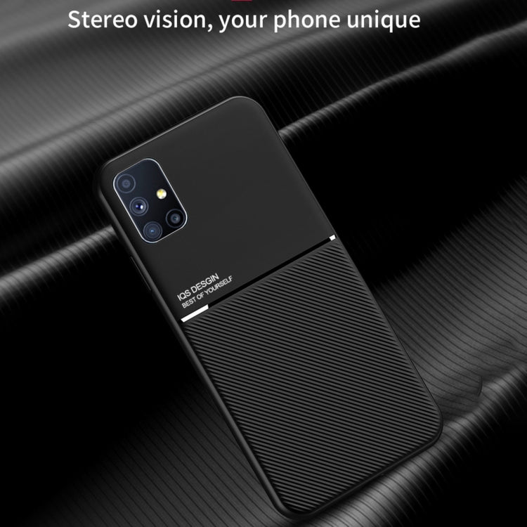 For Samsung Galaxy M51 Classic Tilt Strip Grain Magnetic Shockproof PC + TPU Case