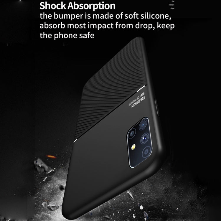For Samsung Galaxy M51 Classic Tilt Strip Grain Magnetic Shockproof PC + TPU Case