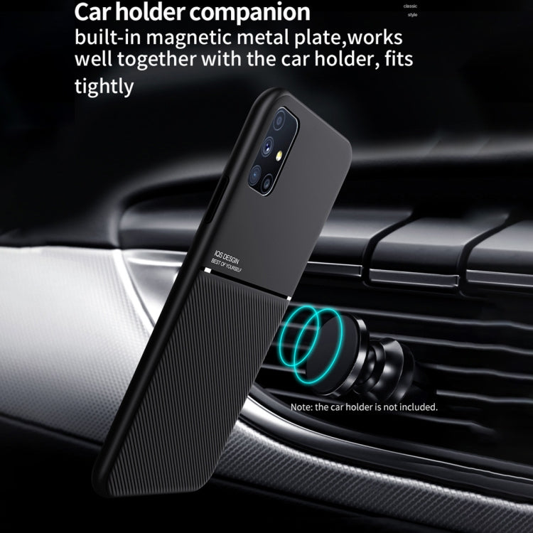 For Samsung Galaxy M51 Classic Tilt Strip Grain Magnetic Shockproof PC + TPU Case