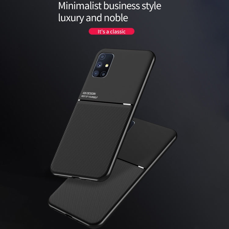 For Samsung Galaxy M51 Classic Tilt Strip Grain Magnetic Shockproof PC + TPU Case