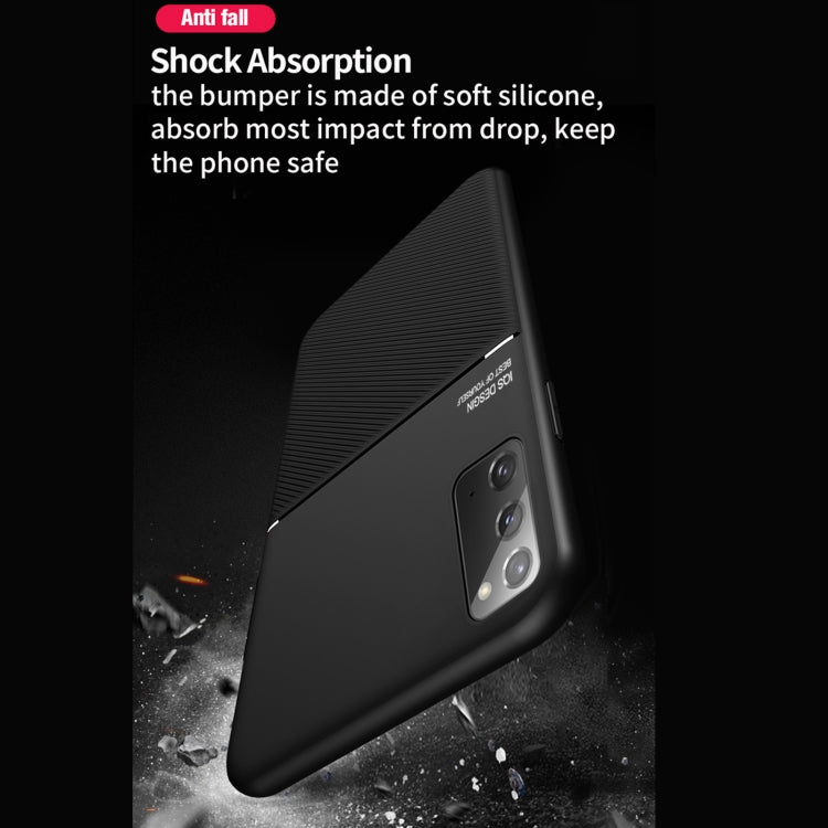 For Samsung Galaxy Note20 Classic Tilt Strip Grain Magnetic Shockproof PC + TPU Case