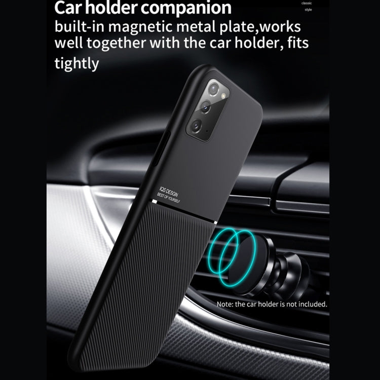 For Samsung Galaxy Note20 Classic Tilt Strip Grain Magnetic Shockproof PC + TPU Case