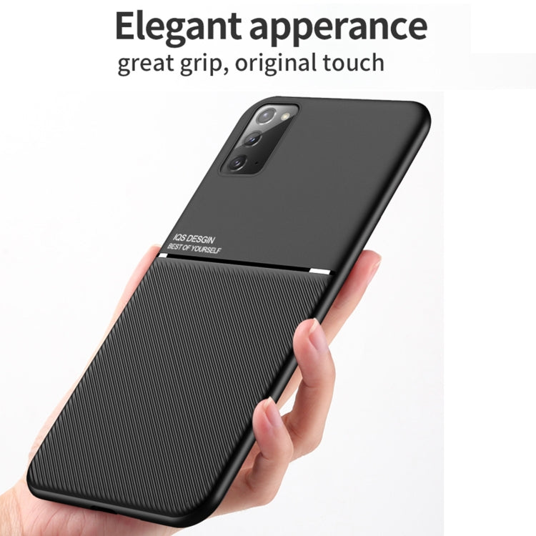 For Samsung Galaxy Note20 Classic Tilt Strip Grain Magnetic Shockproof PC + TPU Case
