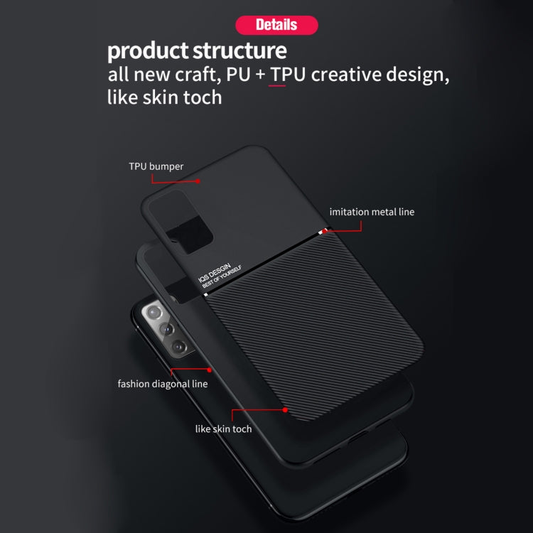 For Samsung Galaxy Note20 Classic Tilt Strip Grain Magnetic Shockproof PC + TPU Case