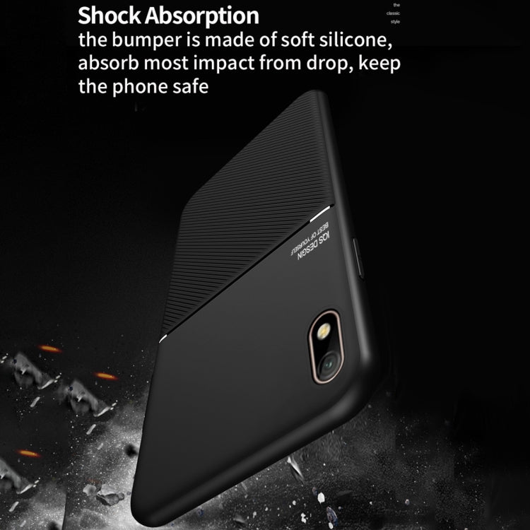 For Samsung Galaxy A01 Core Classic Tilt Strip Grain Magnetic Shockproof PC + TPU Case