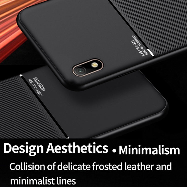 For Samsung Galaxy A01 Core Classic Tilt Strip Grain Magnetic Shockproof PC + TPU Case