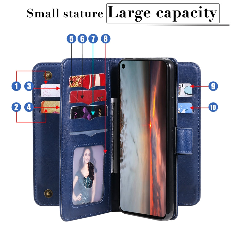 For Google Pixel 5 XL Multifunctional Magnetic Copper Buckle Horizontal Flip Leather Case with Bracket & 10 Card Slots & Wallet & Photo Frame