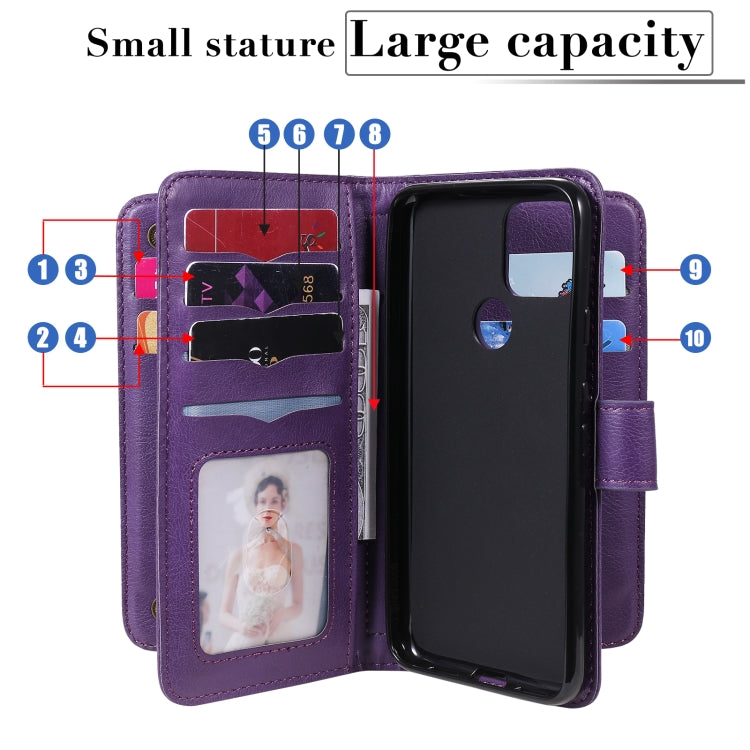 For Google Pixel 5 Multifunctional Magnetic Copper Buckle Horizontal Flip Leather Case with Bracket & 10 Card Slots & Wallet & Photo Frame