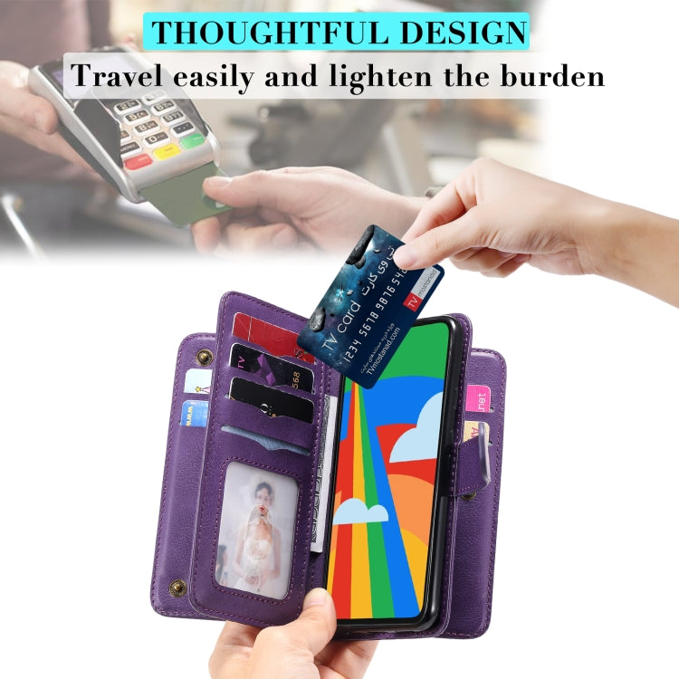 For Google Pixel 5 Multifunctional Magnetic Copper Buckle Horizontal Flip Leather Case with Bracket & 10 Card Slots & Wallet & Photo Frame