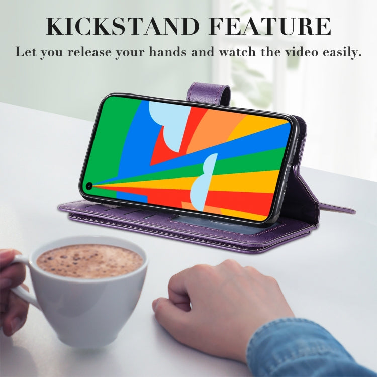 For Google Pixel 5 Multifunctional Magnetic Copper Buckle Horizontal Flip Leather Case with Bracket & 10 Card Slots & Wallet & Photo Frame