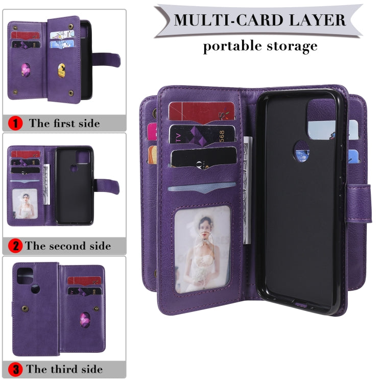 For Google Pixel 5 Multifunctional Magnetic Copper Buckle Horizontal Flip Leather Case with Bracket & 10 Card Slots & Wallet & Photo Frame