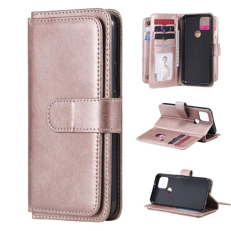 For Google Pixel 5 Multifunctional Magnetic Copper Buckle Horizontal Flip Leather Case with Bracket & 10 Card Slots & Wallet & Photo Frame