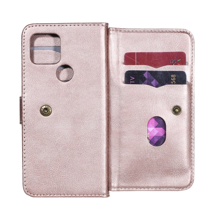 For Google Pixel 5 Multifunctional Magnetic Copper Buckle Horizontal Flip Leather Case with Bracket & 10 Card Slots & Wallet & Photo Frame