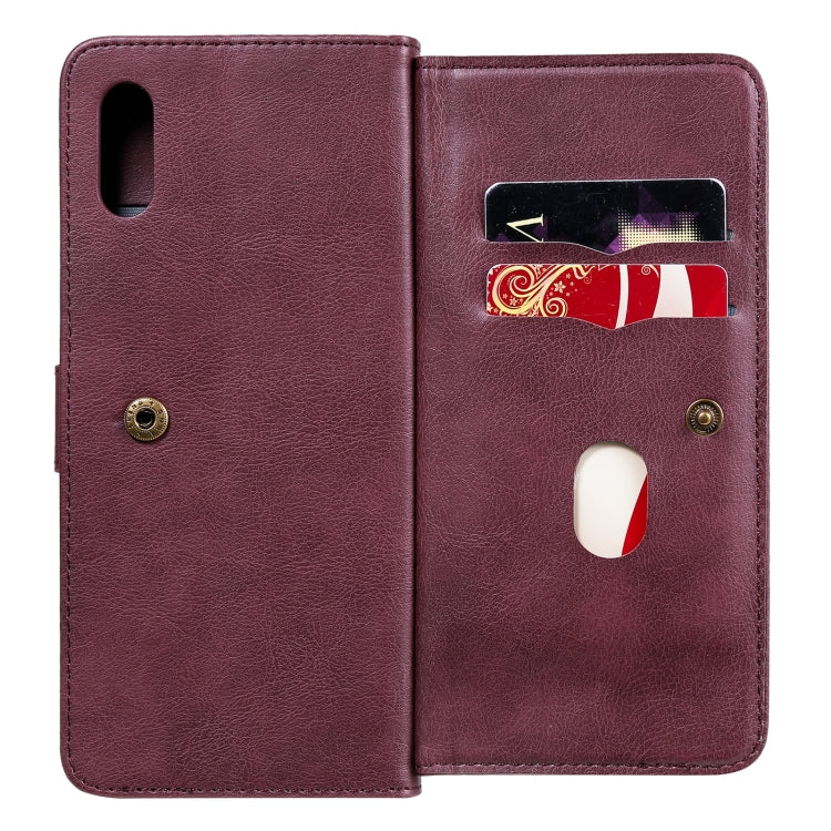 For Xiaomi Redmi 9A Multifunctional Magnetic Copper Buckle Horizontal Flip Leather Case with Bracket & 10 Card Slots & Wallet & Photo Frame