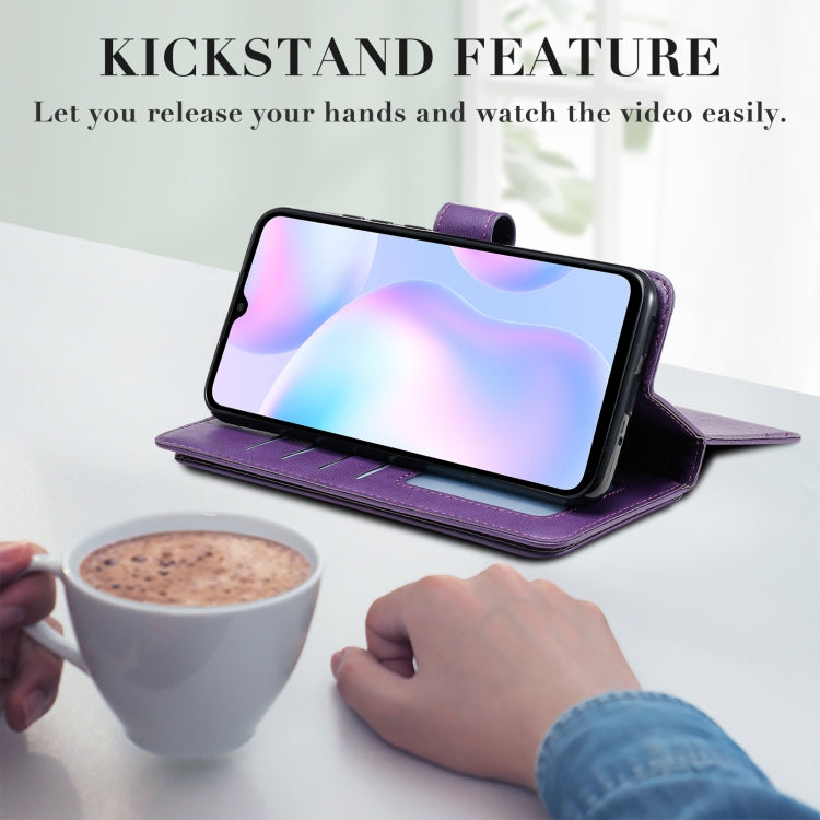 For Xiaomi Redmi 9A Multifunctional Magnetic Copper Buckle Horizontal Flip Leather Case with Bracket & 10 Card Slots & Wallet & Photo Frame