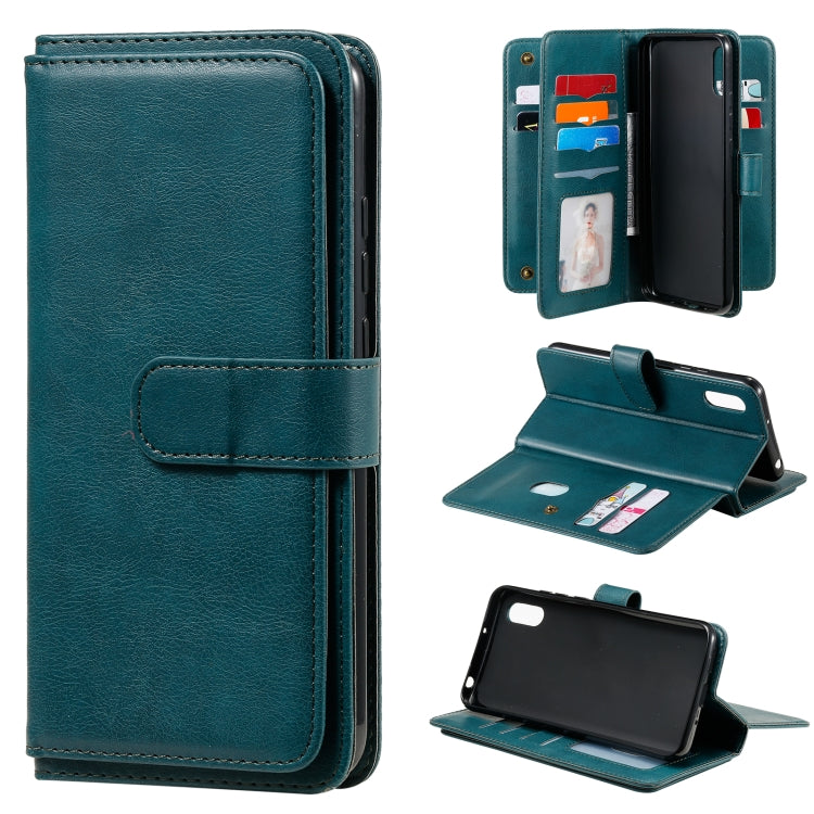 For Xiaomi Redmi 9A Multifunctional Magnetic Copper Buckle Horizontal Flip Leather Case with Bracket & 10 Card Slots & Wallet & Photo Frame