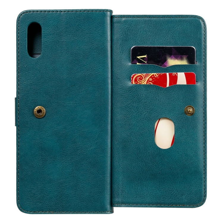 For Xiaomi Redmi 9A Multifunctional Magnetic Copper Buckle Horizontal Flip Leather Case with Bracket & 10 Card Slots & Wallet & Photo Frame