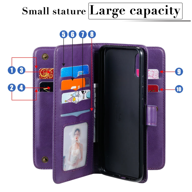 For Xiaomi Redmi 9A Multifunctional Magnetic Copper Buckle Horizontal Flip Leather Case with Bracket & 10 Card Slots & Wallet & Photo Frame