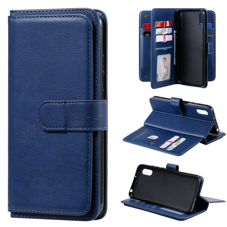 For Xiaomi Redmi 9A Multifunctional Magnetic Copper Buckle Horizontal Flip Leather Case with Bracket & 10 Card Slots & Wallet & Photo Frame