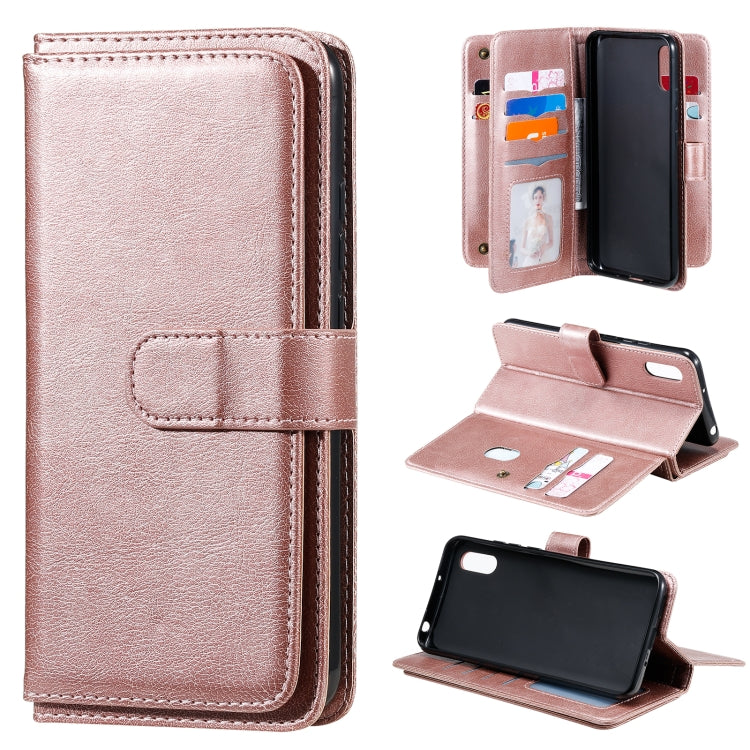 For Xiaomi Redmi 9A Multifunctional Magnetic Copper Buckle Horizontal Flip Leather Case with Bracket & 10 Card Slots & Wallet & Photo Frame