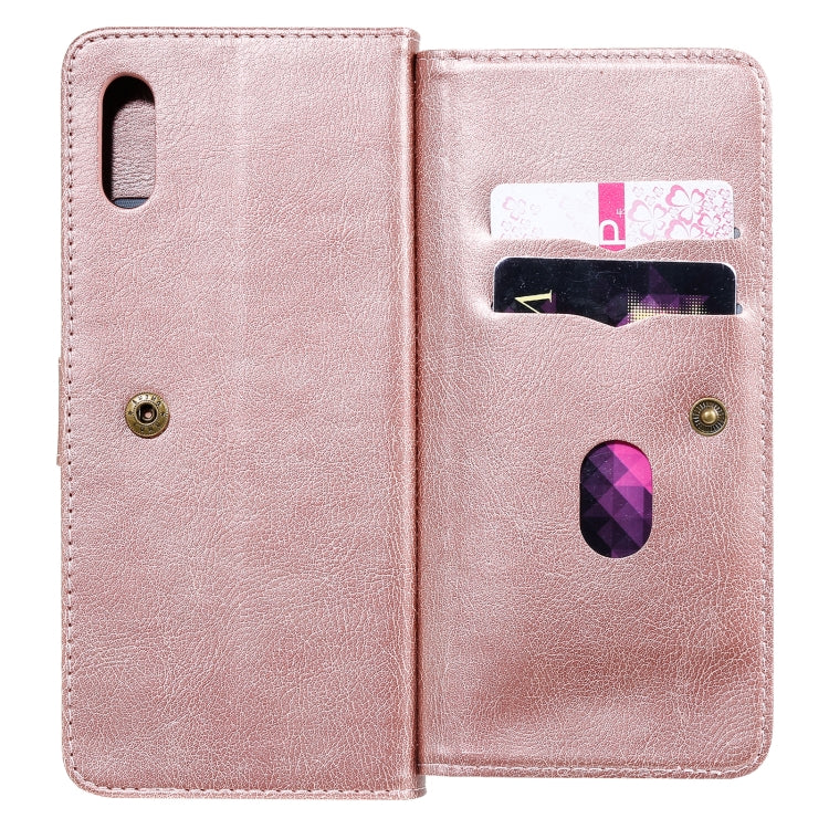 For Xiaomi Redmi 9A Multifunctional Magnetic Copper Buckle Horizontal Flip Leather Case with Bracket & 10 Card Slots & Wallet & Photo Frame