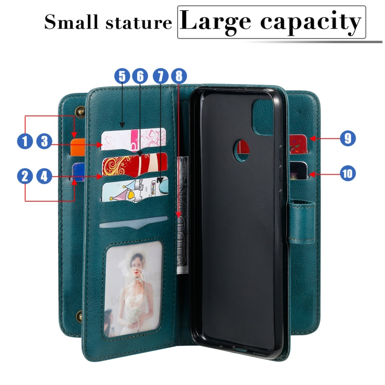 For Xiaomi Redmi 9C Multifunctional Magnetic Copper Buckle Horizontal Flip Leather Case with Bracket & 10 Card Slots & Wallet & Photo Frame