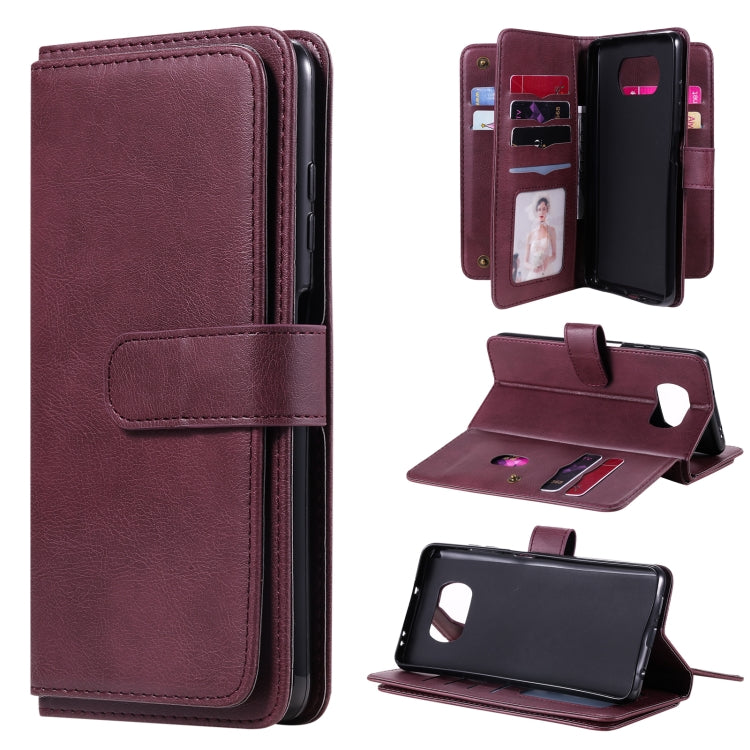 For Xiaomi Poco X3 NFC Multifunctional Magnetic Copper Buckle Horizontal Flip Leather Case with Bracket & 10 Card Slots & Wallet & Photo Frame