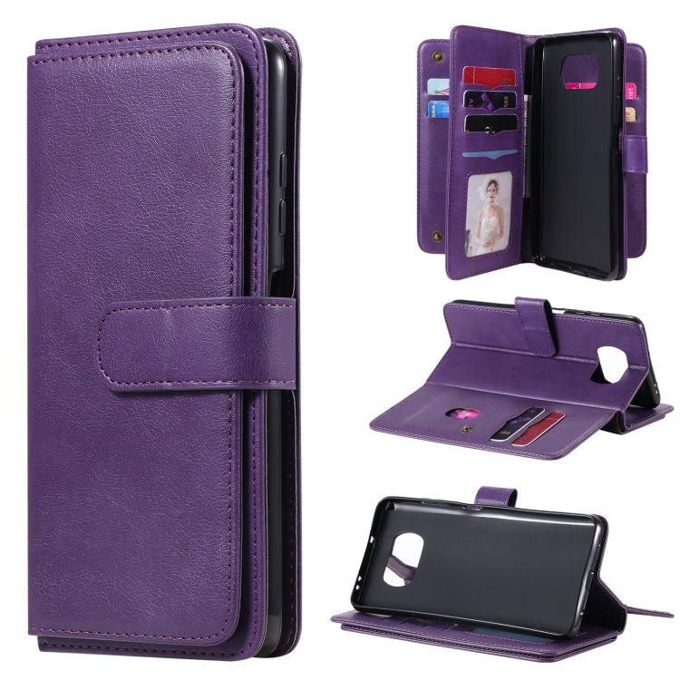 For Xiaomi Poco X3 NFC Multifunctional Magnetic Copper Buckle Horizontal Flip Leather Case with Bracket & 10 Card Slots & Wallet & Photo Frame