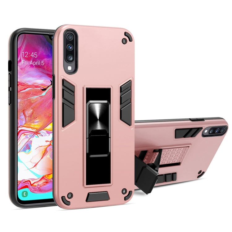 For Samsung Galaxy A70 2 in 1 PC + TPU Shockproof Protective Case with Invisible Holder