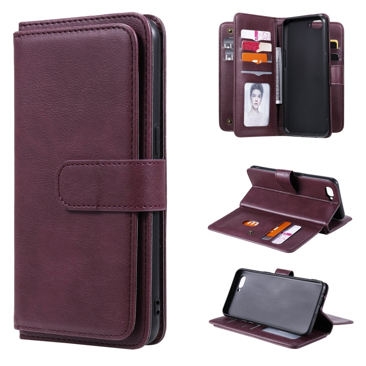 For OPPO A5 / A3s Multifunctional Magnetic Copper Buckle Horizontal Flip Solid Color Leather Case with 10 Card Slots & Wallet & Holder & Photo Frame