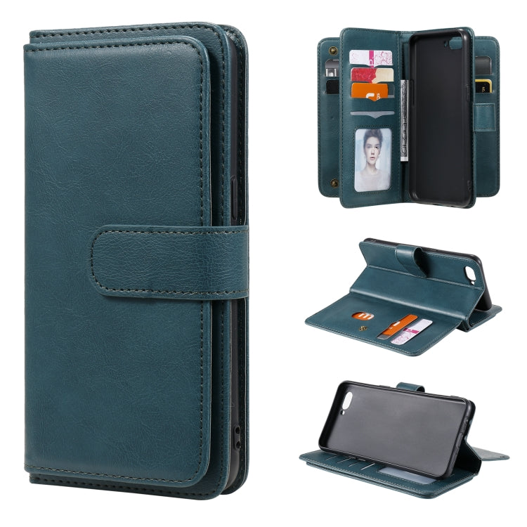 For OPPO A5 / A3s Multifunctional Magnetic Copper Buckle Horizontal Flip Solid Color Leather Case with 10 Card Slots & Wallet & Holder & Photo Frame