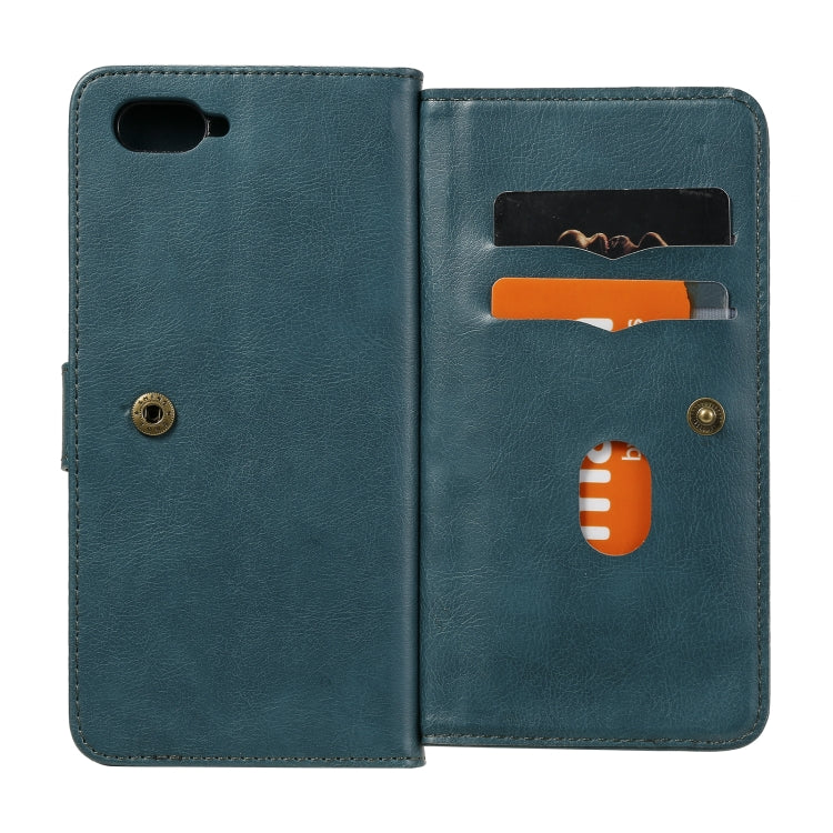 For OPPO A5 / A3s Multifunctional Magnetic Copper Buckle Horizontal Flip Solid Color Leather Case with 10 Card Slots & Wallet & Holder & Photo Frame