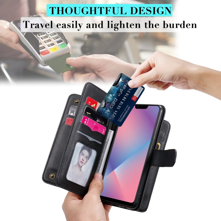 For OPPO A5 / A3s Multifunctional Magnetic Copper Buckle Horizontal Flip Solid Color Leather Case with 10 Card Slots & Wallet & Holder & Photo Frame