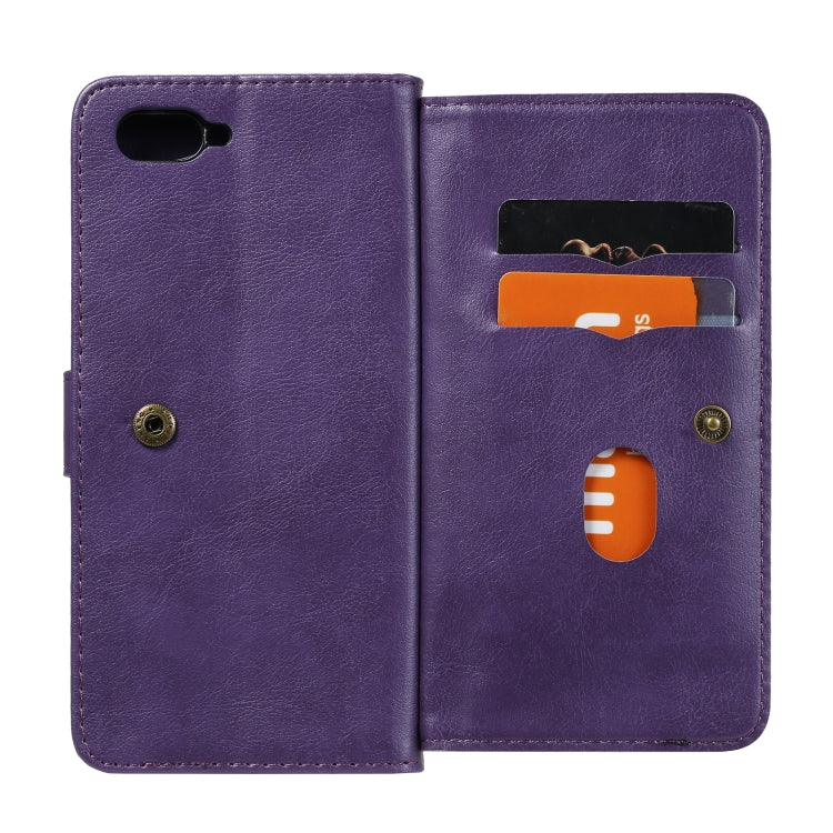 For OPPO A5 / A3s Multifunctional Magnetic Copper Buckle Horizontal Flip Solid Color Leather Case with 10 Card Slots & Wallet & Holder & Photo Frame