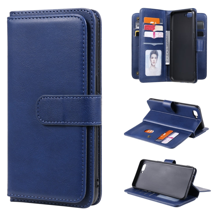 For OPPO A5 / A3s Multifunctional Magnetic Copper Buckle Horizontal Flip Solid Color Leather Case with 10 Card Slots & Wallet & Holder & Photo Frame
