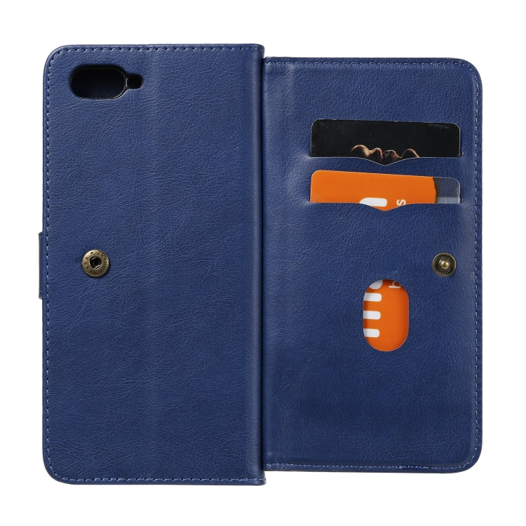 For OPPO A5 / A3s Multifunctional Magnetic Copper Buckle Horizontal Flip Solid Color Leather Case with 10 Card Slots & Wallet & Holder & Photo Frame
