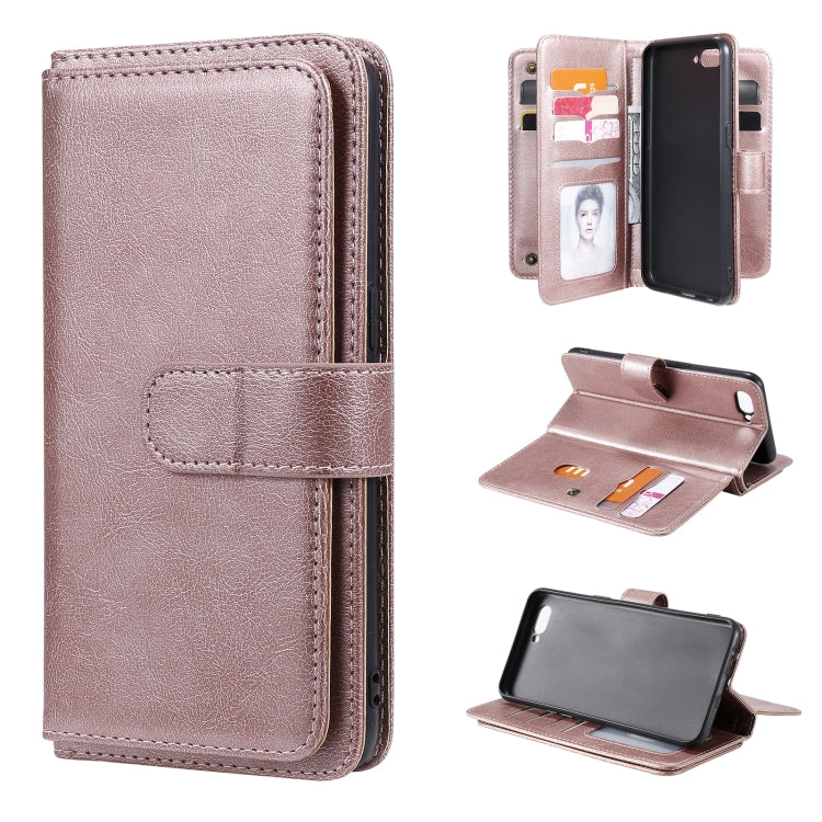 For OPPO A5 / A3s Multifunctional Magnetic Copper Buckle Horizontal Flip Solid Color Leather Case with 10 Card Slots & Wallet & Holder & Photo Frame