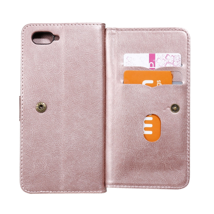 For OPPO A5 / A3s Multifunctional Magnetic Copper Buckle Horizontal Flip Solid Color Leather Case with 10 Card Slots & Wallet & Holder & Photo Frame