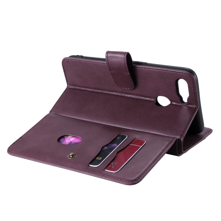 For OPPO A7 / A5s (AX5s) Multifunctional Magnetic Copper Buckle Horizontal Flip Solid Color Leather Case with 10 Card Slots & Wallet & Holder & Photo Frame
