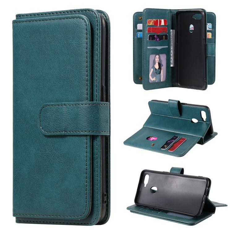 For OPPO A7 / A5s (AX5s) Multifunctional Magnetic Copper Buckle Horizontal Flip Solid Color Leather Case with 10 Card Slots & Wallet & Holder & Photo Frame