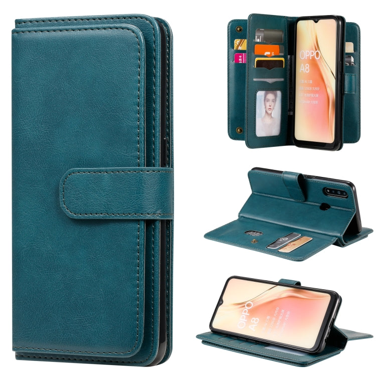 For OPPO A8 / A31 (2020) Multifunctional Magnetic Copper Buckle Horizontal Flip Solid Color Leather Case with 10 Card Slots & Wallet & Holder & Photo Frame