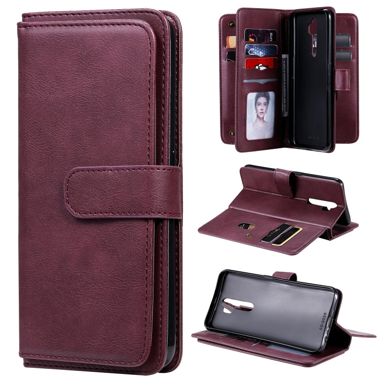 For OPPO A9 (2020) / A11x / A5 (2020) Multifunctional Magnetic Copper Buckle Horizontal Flip Solid Color Leather Case with 10 Card Slots & Wallet & Holder & Photo Frame