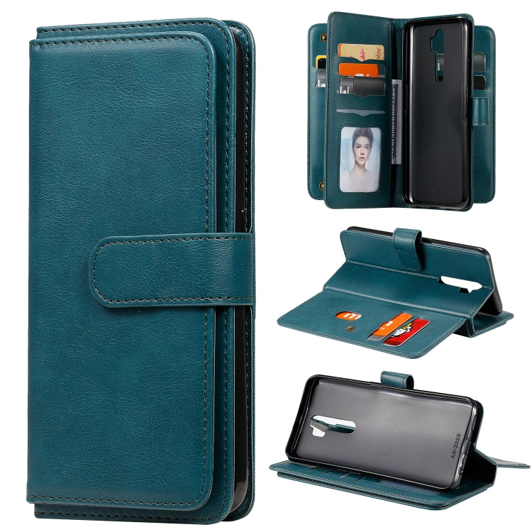 For OPPO A9 (2020) / A11x / A5 (2020) Multifunctional Magnetic Copper Buckle Horizontal Flip Solid Color Leather Case with 10 Card Slots & Wallet & Holder & Photo Frame