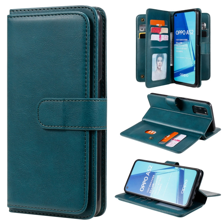For OPPO A52 / A72 / A92 Multifunctional Magnetic Copper Buckle Horizontal Flip Solid Color Leather Case with 10 Card Slots & Wallet & Holder & Photo Frame