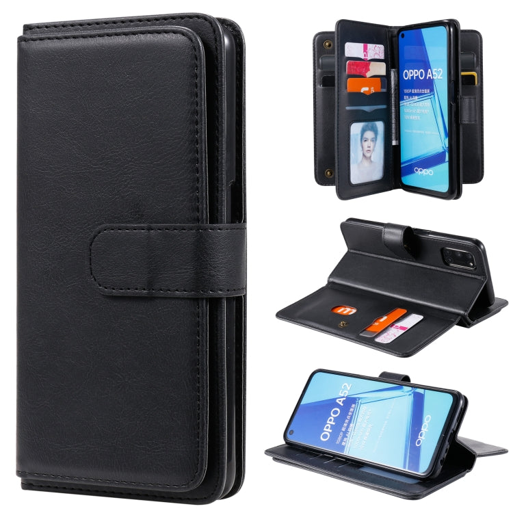 For OPPO A52 / A72 / A92 Multifunctional Magnetic Copper Buckle Horizontal Flip Solid Color Leather Case with 10 Card Slots & Wallet & Holder & Photo Frame
