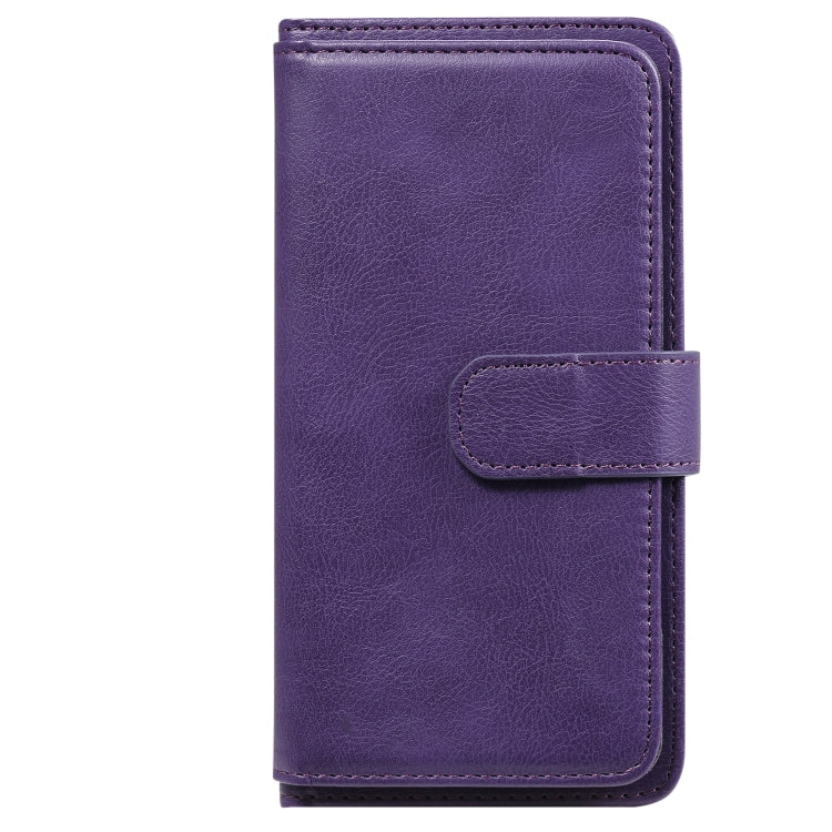 For OPPO A52 / A72 / A92 Multifunctional Magnetic Copper Buckle Horizontal Flip Solid Color Leather Case with 10 Card Slots & Wallet & Holder & Photo Frame